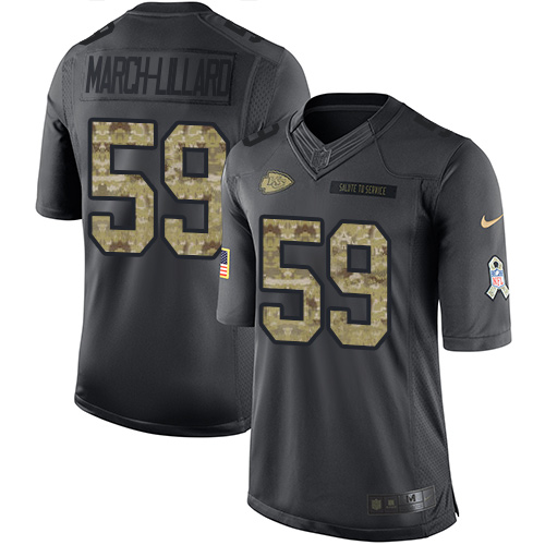 Men's Limited Justin March-Lillard Nike Jersey Black - #59 2016 Salute to Service NFL Kansas City Chiefs